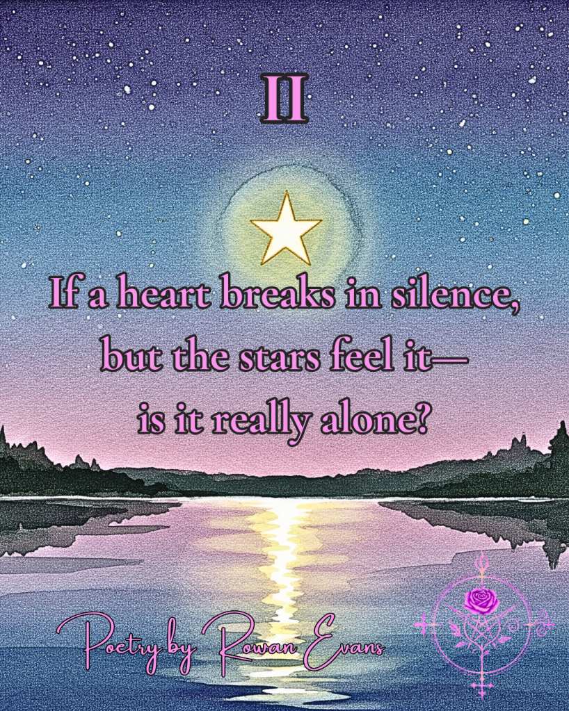 A still lake under a dark sky, with one lone bright star glowing above, watercolor style.