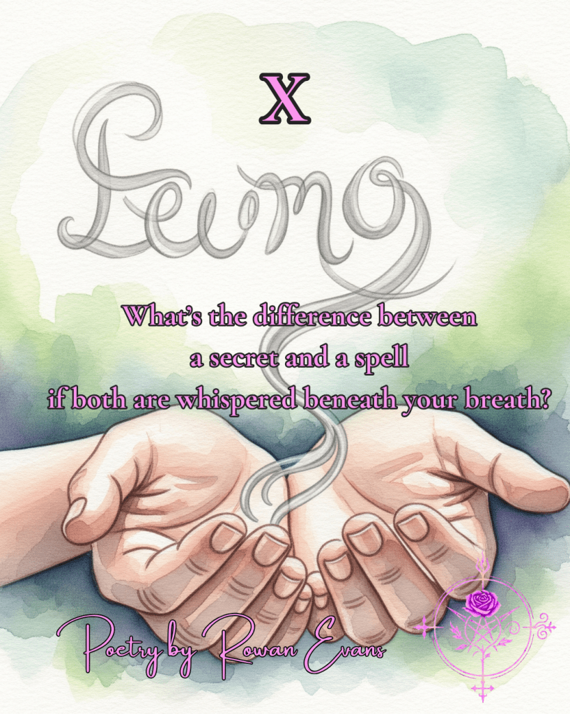 Two cupped hands cradling a whispered word like smoke, watercolor style.