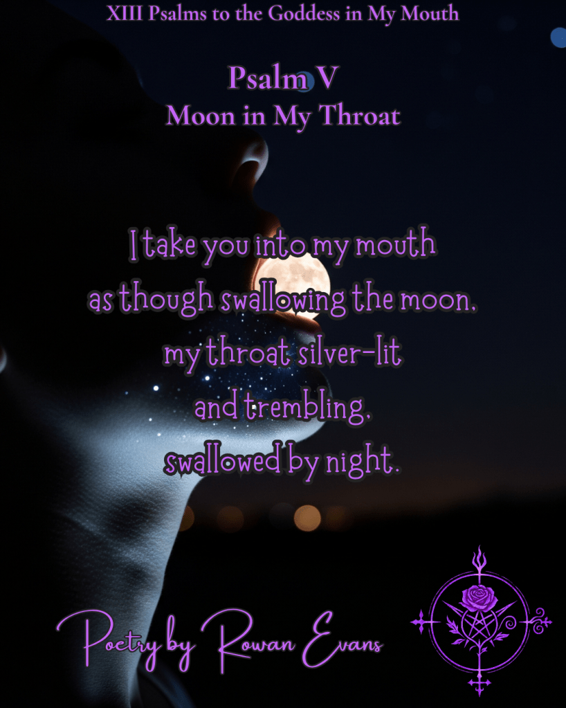 Throat illuminated by silver moonlight, faint stars visible beneath translucent skin, glowing orb swallowed.