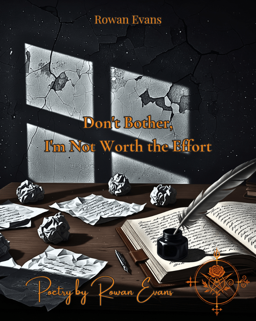 Dimly lit room with ink-stained journal and scattered papers, evoking solitude and poetic struggle.