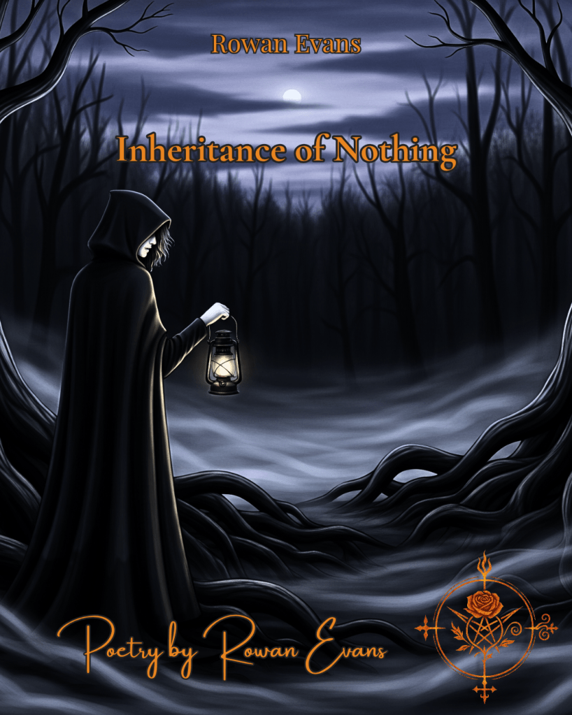 A solitary figure holding a lantern, roots dissolving into mist, symbolizing cultural disconnection and longing.