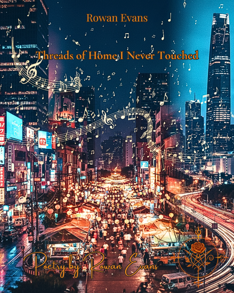 A mashup of Tokyo, Manila, and Seoul cityscapes with floating musical notes representing cultural and musical inspiration.