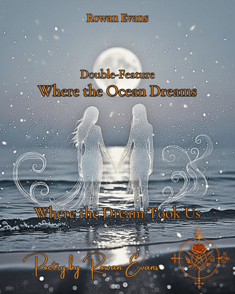 “Dreamlike seascape at twilight with two figures holding hands at the water’s edge, surrounded by mist, symbolizing intimacy and emotional connection.”