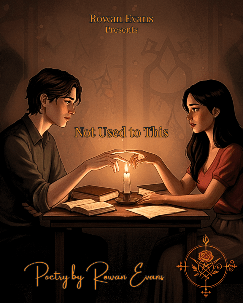 Two people sitting across from each other, hands almost touching, in a dimly lit room with warm candlelight.