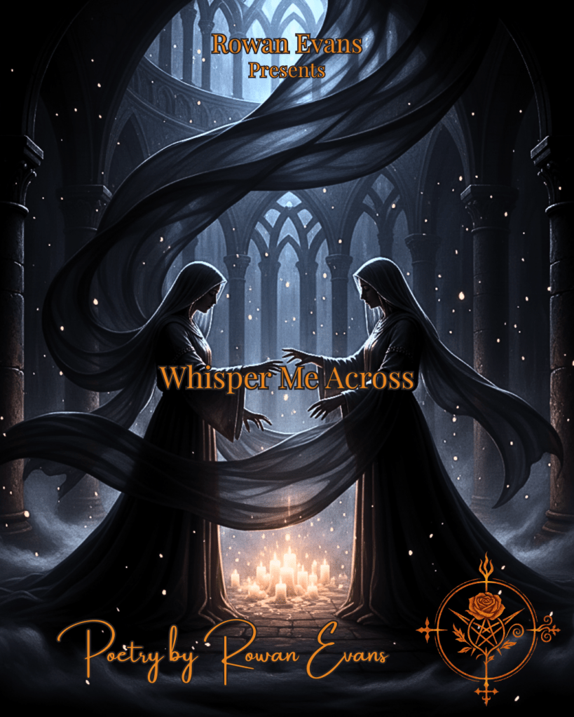 “Two ethereal figures reaching for each other through mist and moonlight, symbolizing devotion and spiritual connection.”