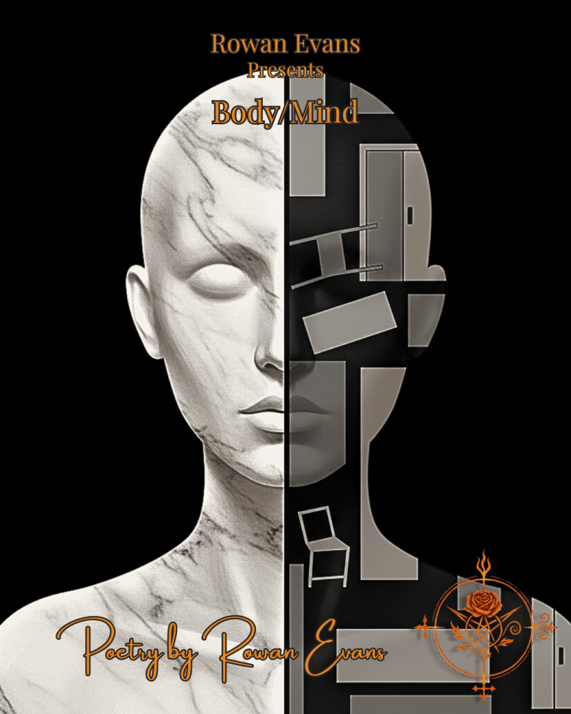 Abstract illustration of a divided human figure representing the contrast between body and mind.