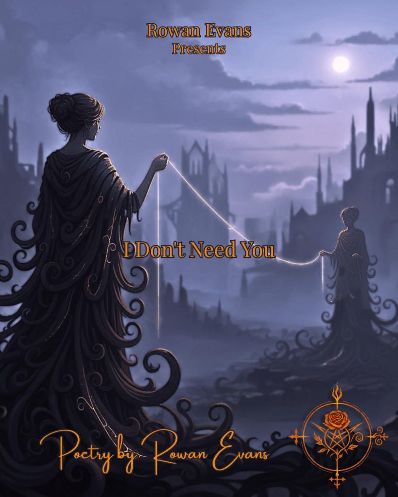 “Silhouetted figure in twilight holding a glowing thread toward a distant figure, representing choice, independence, and intimate connection.”