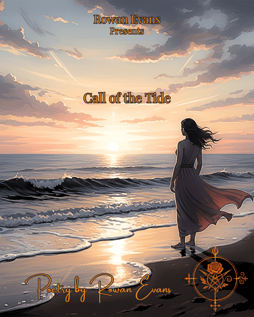 A person standing alone at the edge of the ocean at sunset, looking toward the horizon in contemplation.