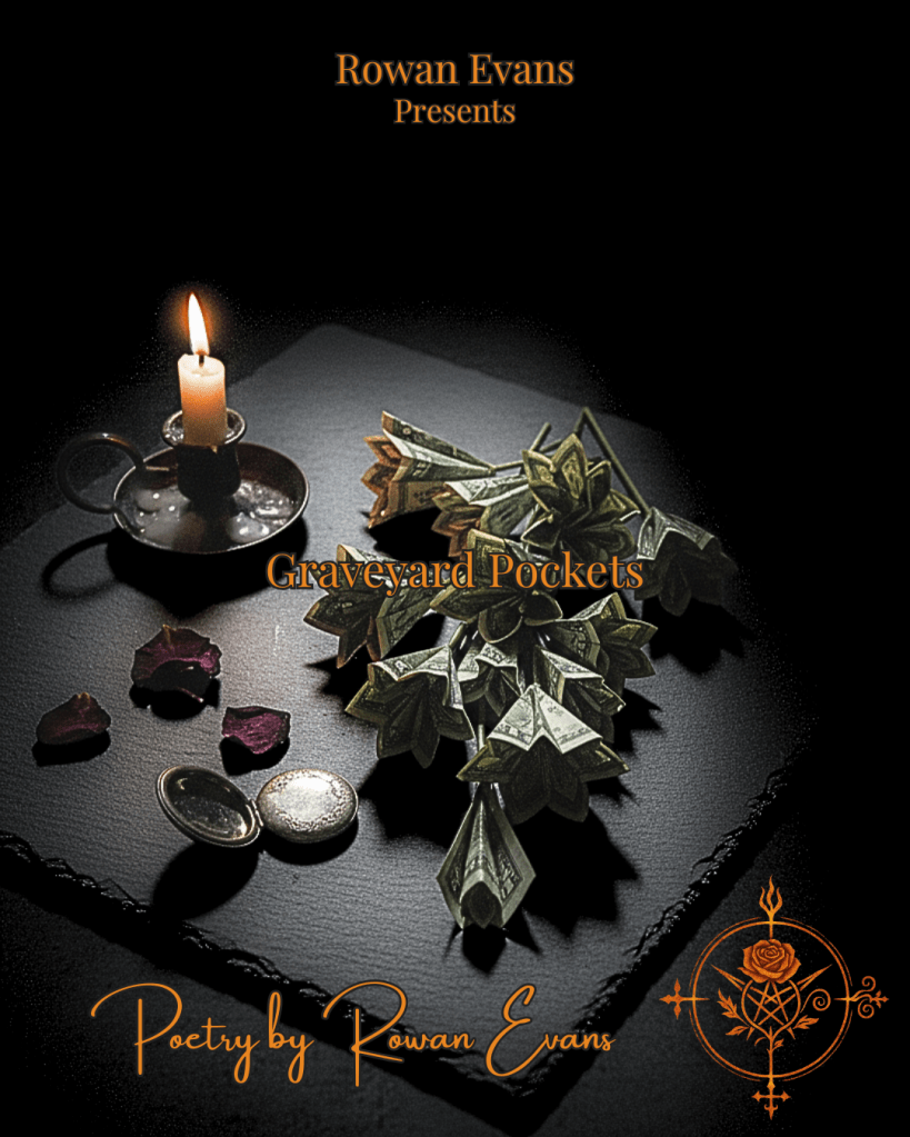 Paper money arranged like funeral flowers in candlelight, symbolizing wealth, death, and redistribution