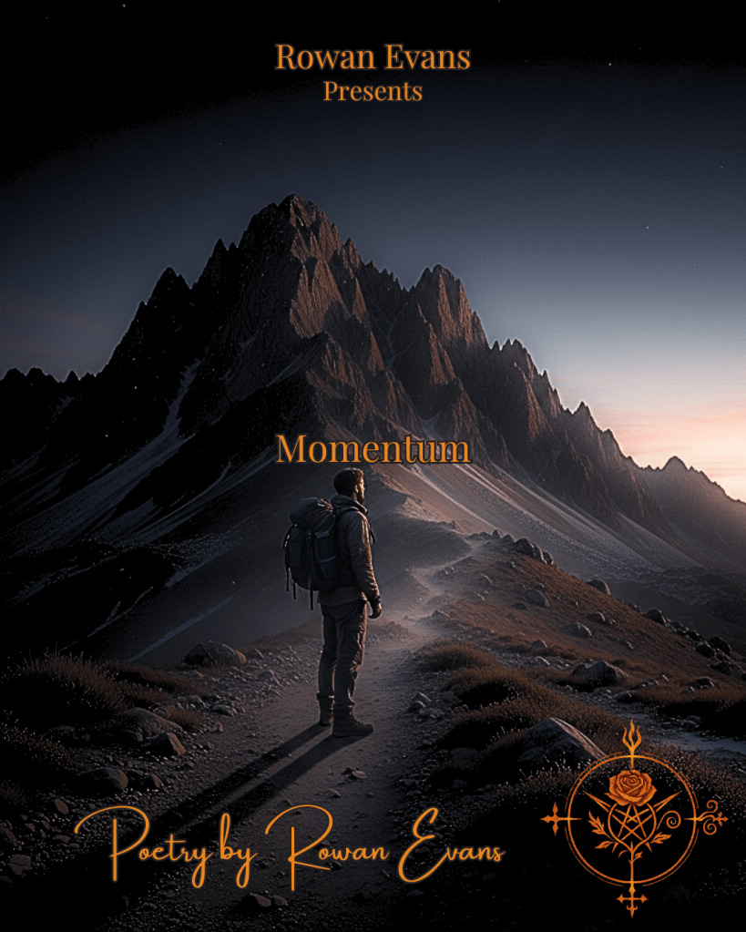 A person standing at the base of a mountain at dusk, looking toward a faint path upward, symbolizing growth and momentum.