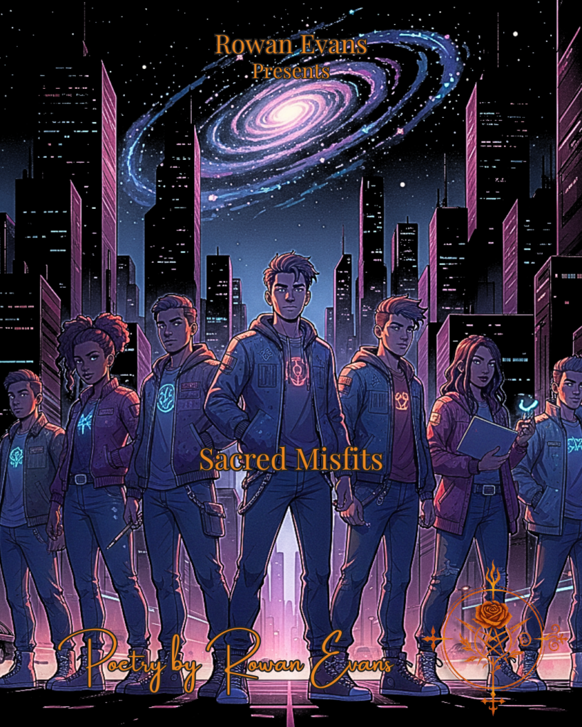 Illustration of a diverse group of artists standing together beneath glowing city lights, symbolizing creativity, rebellion, and belonging.