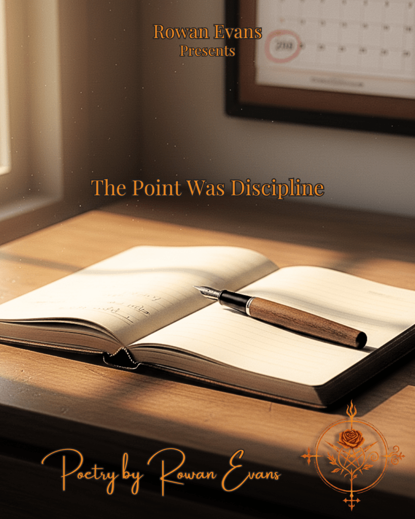 A notebook and pen on a desk in soft morning light with a calendar marked day 200, symbolizing writing discipline and consistency.