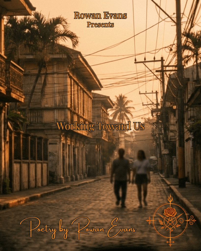 Two people walking side by side on a quiet city street at sunset, symbolizing patience, trust, and growing connection.