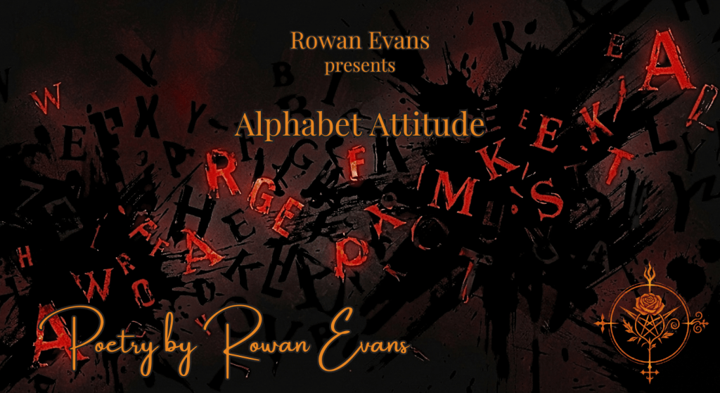 Abstract image of scattered alphabet letters glowing red in a dark background representing anger and wordplay in poetry.