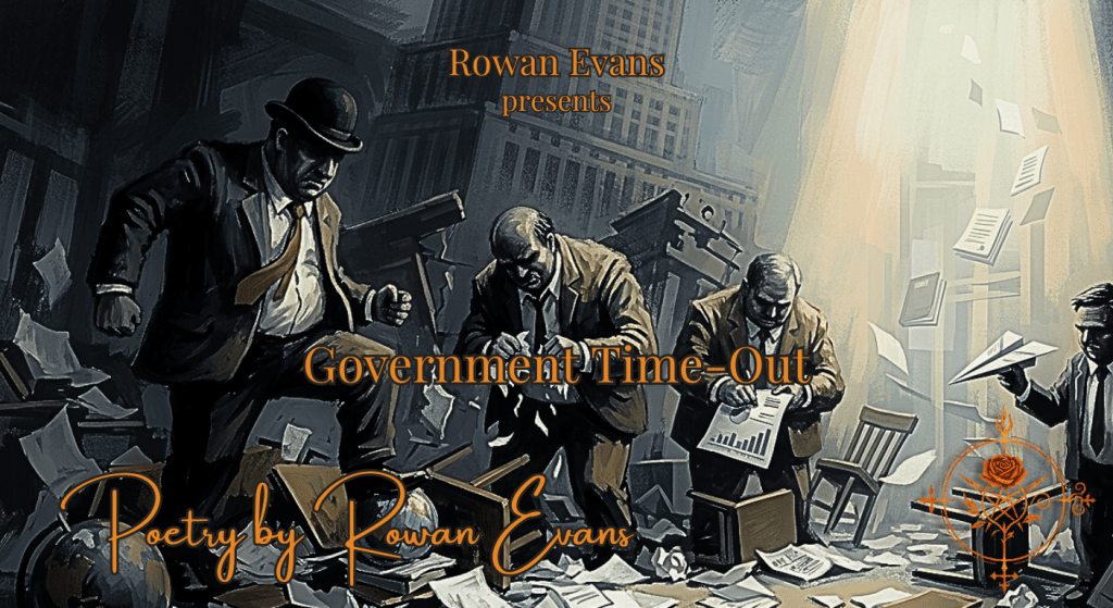 Symbolic illustration of political figures portrayed as misbehaving children in a chaotic environment, representing satire and accountability.