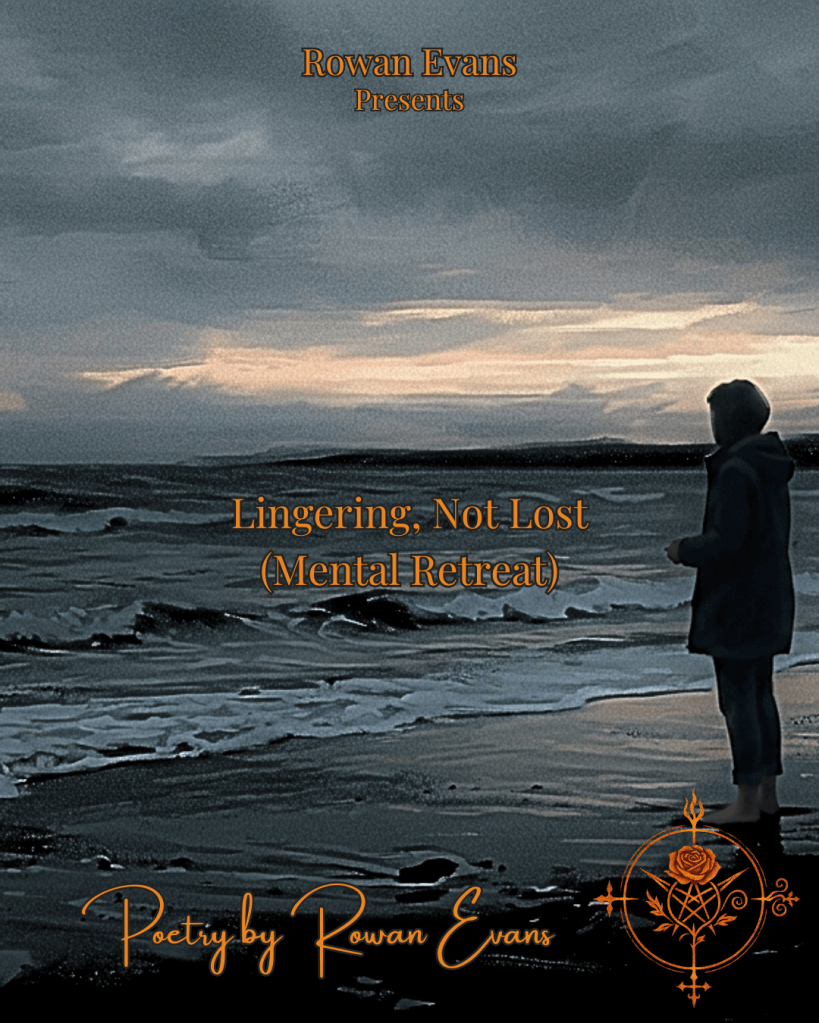 Silhouette of a person standing at the edge of a quiet shoreline at dusk, symbolizing reflection and emotional retreat.