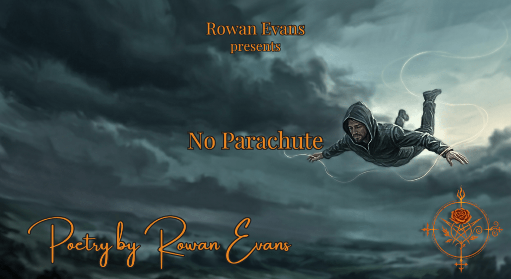 A person falling through the sky without a parachute, symbolizing emotional risk and vulnerability