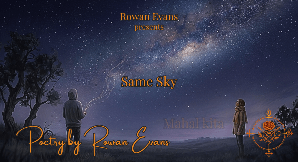 Two people far apart looking up at the same star-filled sky, symbolizing longing and connection