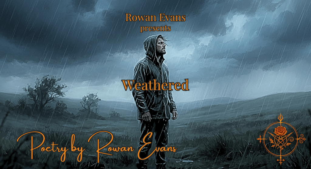 A person standing in the rain facing a storm, symbolizing emotional endurance and personal growth