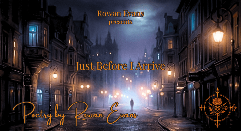 Dreamlike city street at night with distant glowing figure in soft haze