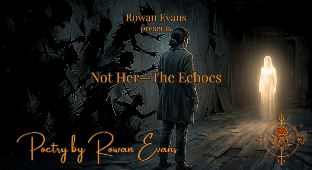 Person surrounded by shadowy figures from the past while facing a calm glowing figure ahead, symbolizing trauma and trust