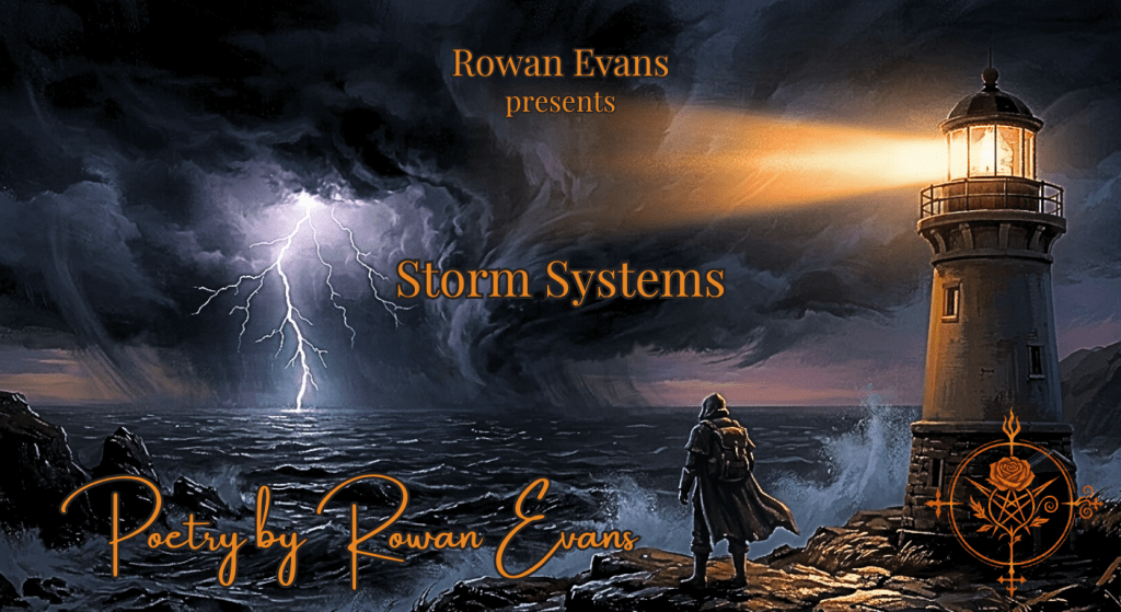 Person standing near a lighthouse during a storm, symbolizing emotional chaos and grounding support