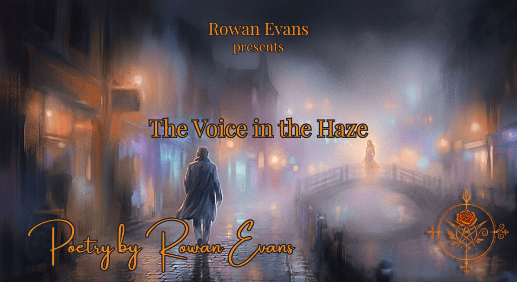 Person walking through a hazy dreamlike city toward a glowing figure, symbolizing a mysterious voice calling them