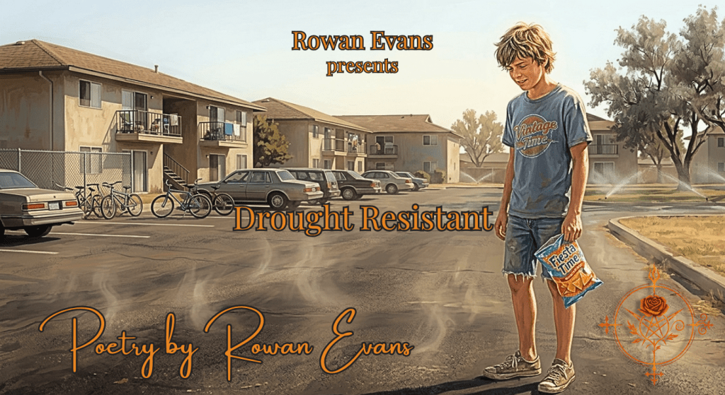 A teenager standing on hot California pavement during a dry summer day in the Central Valley.