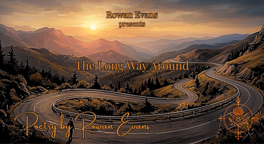 Winding road through hills at sunset symbolizing a long and meaningful journey.