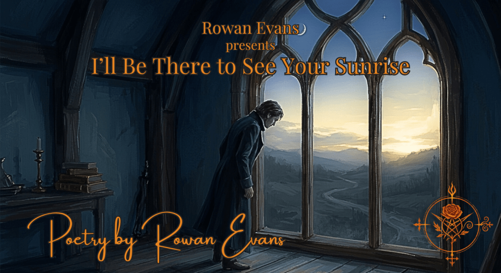 A shadowed figure watching the sunrise through a window as warm morning light begins to fill the room.