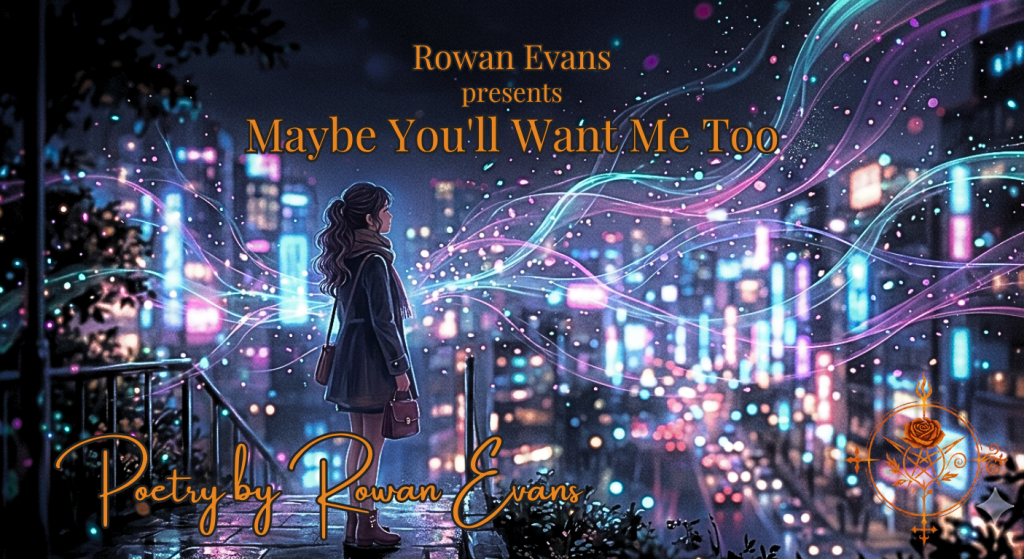 A solitary figure standing beneath glowing city lights as colorful streams of light drift through the air, symbolizing affection, attachment, and lingering thoughts of someone special