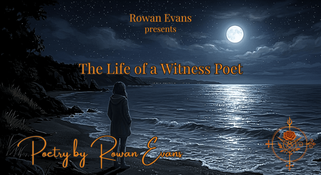 A lone figure watching moonlight shimmer across a calm ocean toward a distant shore, symbolizing quiet love, witnessing, and emotional distance.
