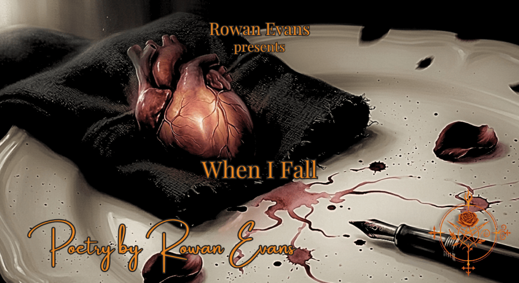 An open heart beside a fountain pen, spilling crimson ink across a porcelain writing surface in a dark, intimate scene.